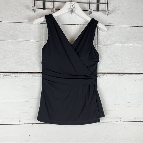 Lands end wrap Tankini swim suit top black 24W DDD - Picture 4 of 4